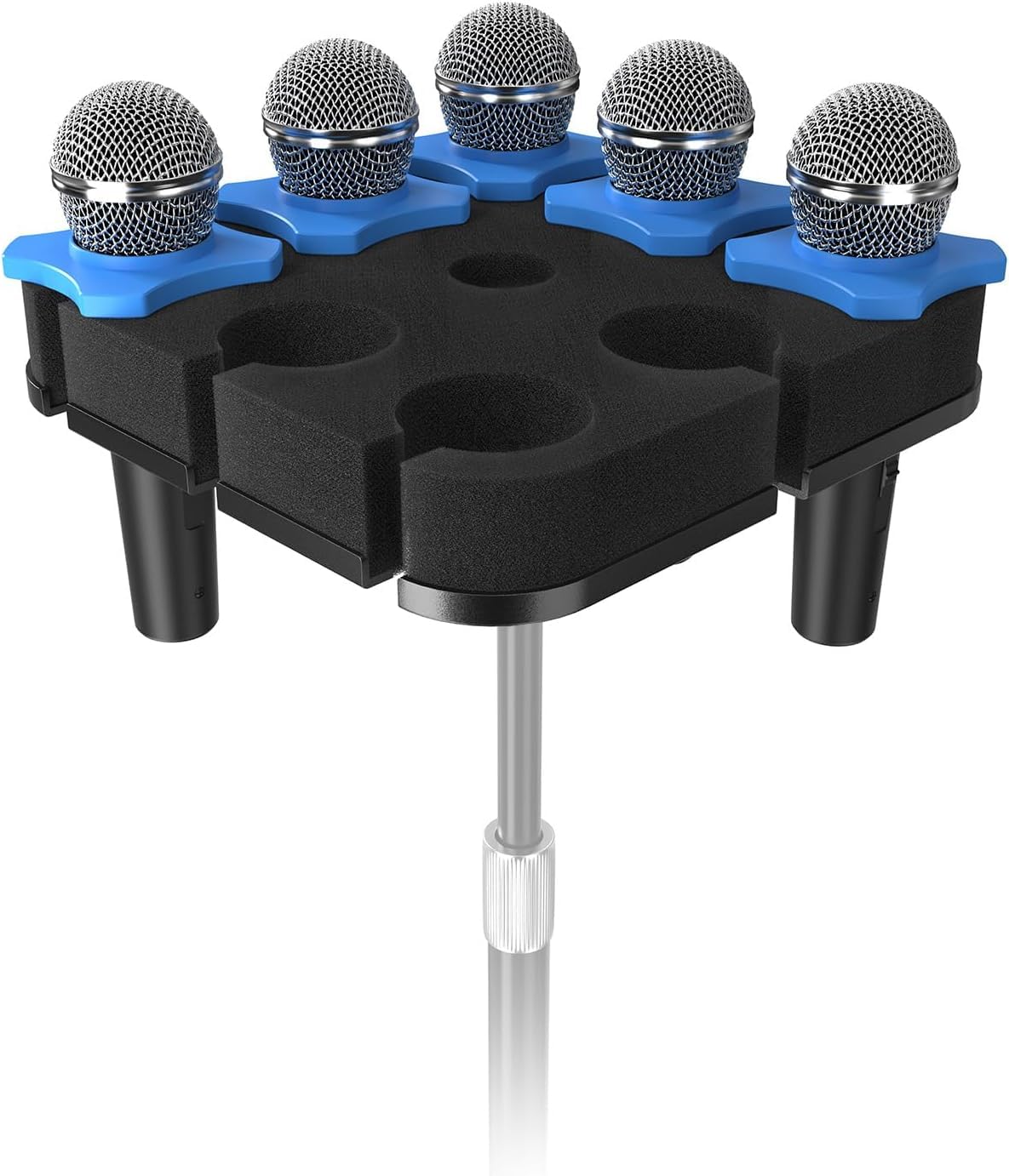 Etour [Обновление 2025] Держатель для нескольких микрофонов для микрофонных стоек, Квадратный лоток, Органайзер для хранения микрофонов